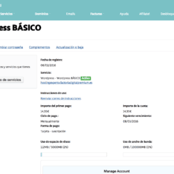 WordPress básico del hosting de Factoría Digital
