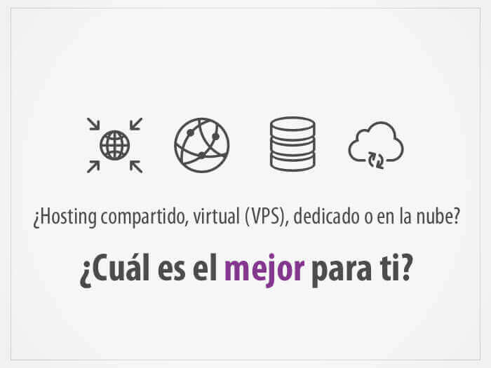 Tipos de hosting: Compartido, VPS, dedicado y en la nube.