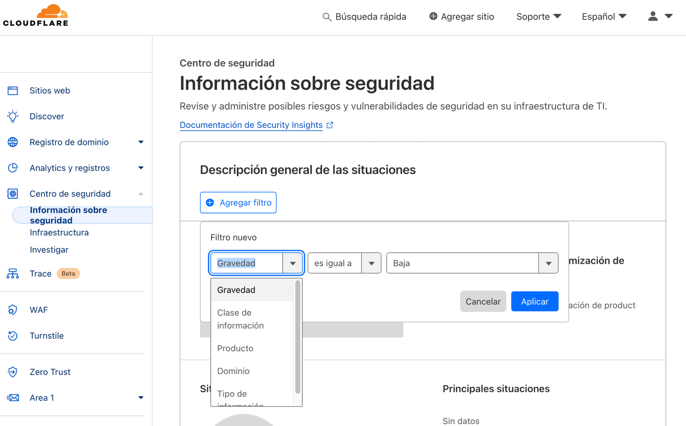Filtros de seguridad de CloudFlare
