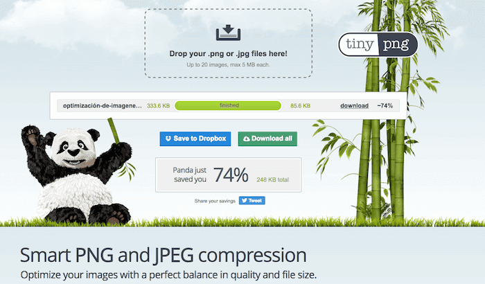 Optimización de imágenes vía TinyPNG
