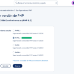 IONOS control de versiones de PHP