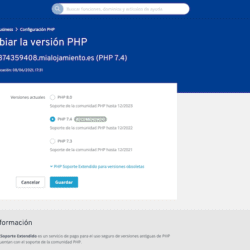 Versiones de PHP de IONOS