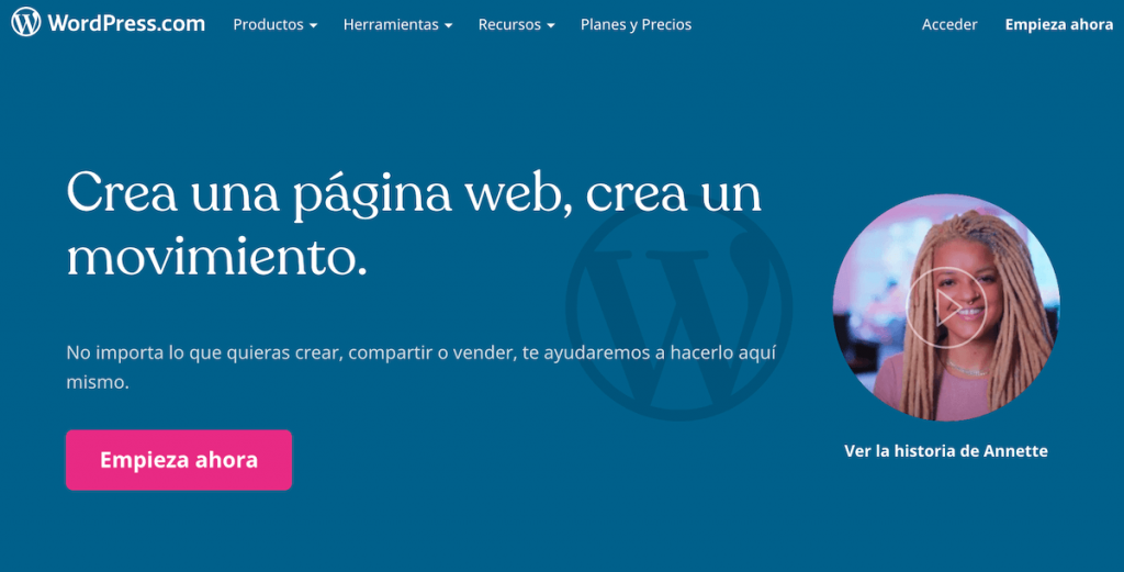 WordPress.com es otro programa para crear sitios web