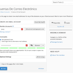 Crea cuentas de correo en Hostinet