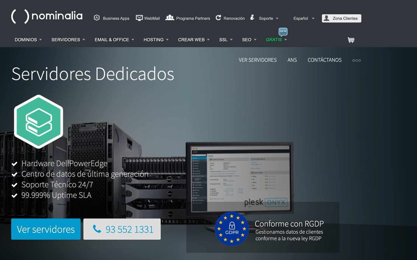 El hosting dedicado de Nominalia
