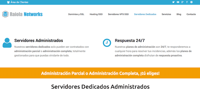 Hosting dedicado de Raiola Networks