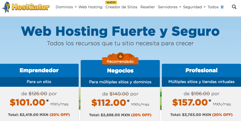 hostgator hosting mexico