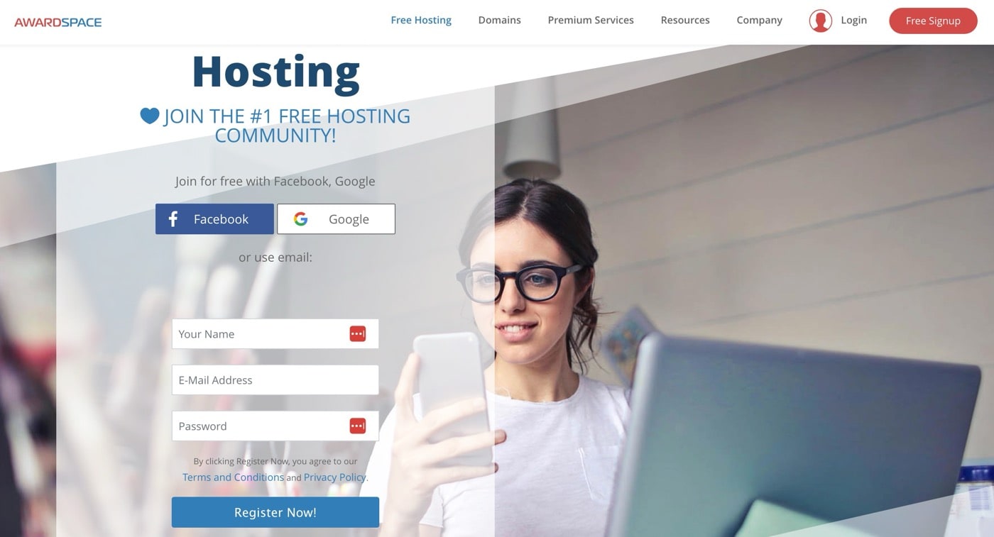 El hosting gratuito de AwardSpace