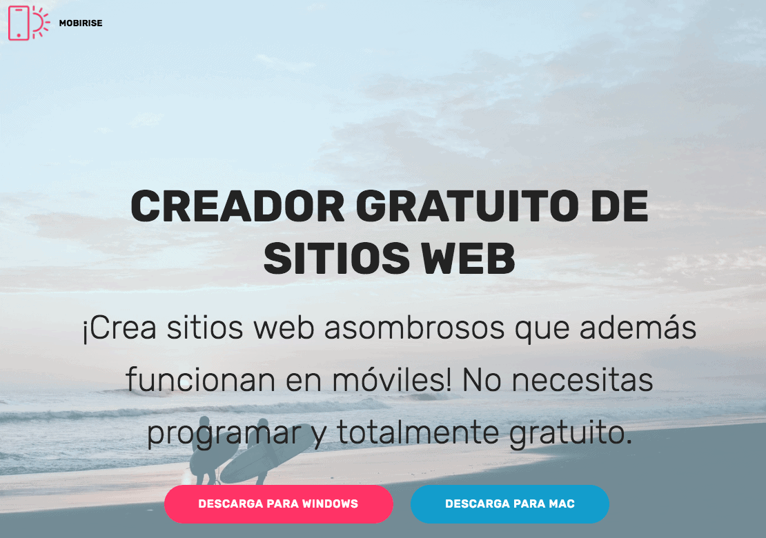 mobirise software paraa crear sitios web