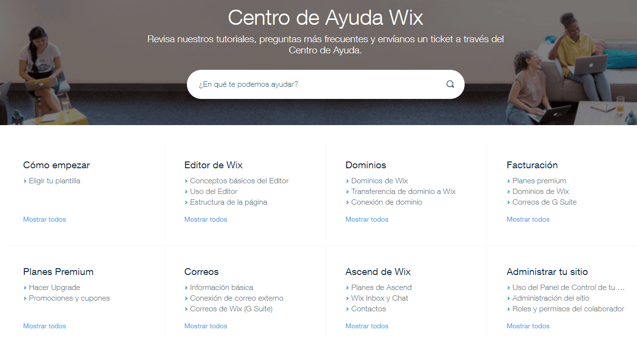 Centro de ayuda de Wix