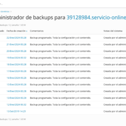 Administración de copias de seguridad con Hostalia